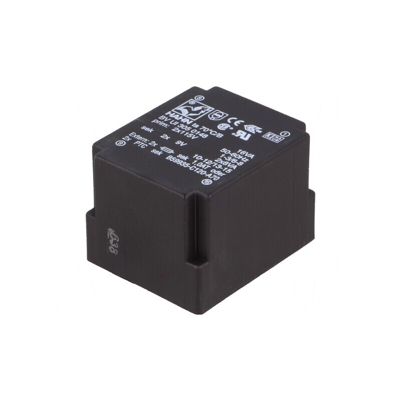 Transformator încapsulat 16VA 115VACx2 9V 9V 888mA 888mA PCB - Transformator PCB 16VA 115VACx2 9V 9V 888mA | Electronic-mag.ro |