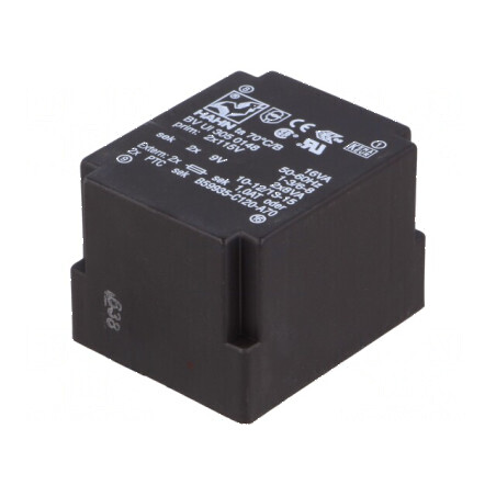 Transformator încapsulat 16VA 115VACx2 9V 9V 888mA 888mA PCB - Transformator PCB 16VA 115VACx2 9V 9V 888mA | Electronic-mag.ro |