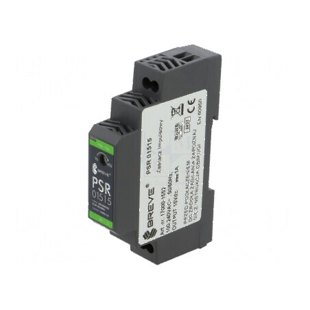 Alimentator pulsatoriu pentru şină DIN 15W 15VDC 1A IP20 - Alimentator pulsatoriu DIN 15W 15VDC 1A | Electronic-mag.ro | Compone