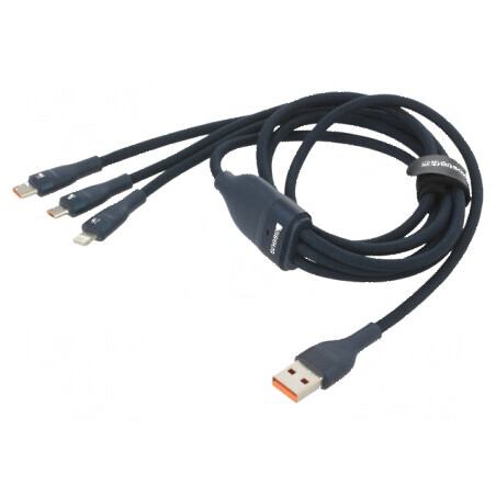 Cablu USB 2.0 1,2m bleumarin textil | Electronic-mag.ro | Componente Electronice