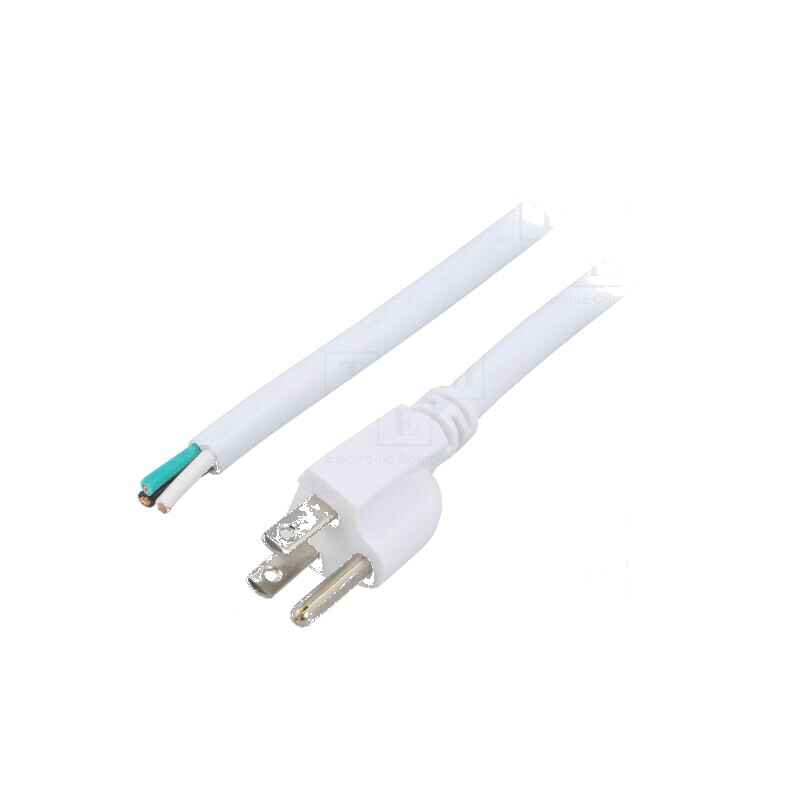 Cablu de alimentare 3x14AWG NEMA 5-15, 5 metri, alb | Electronic-mag.ro | Componente Electronice