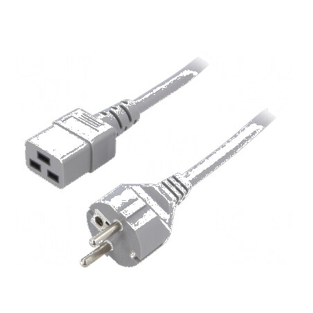 Cablu de alimentare 3x1,5mm2 CEE 7/7 (E/F) mufă,IEC C19 mamă PVC 5m gri | Electronic-mag.ro | Componente Electronice