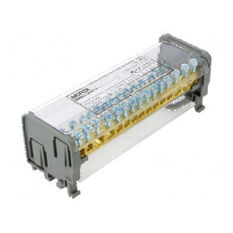 Bloc de distribuţie piste: 2 borne: 30 gri 1kV - Distribuitor electric cu 30 borne gri | Electronic-mag.ro | Componente Electron