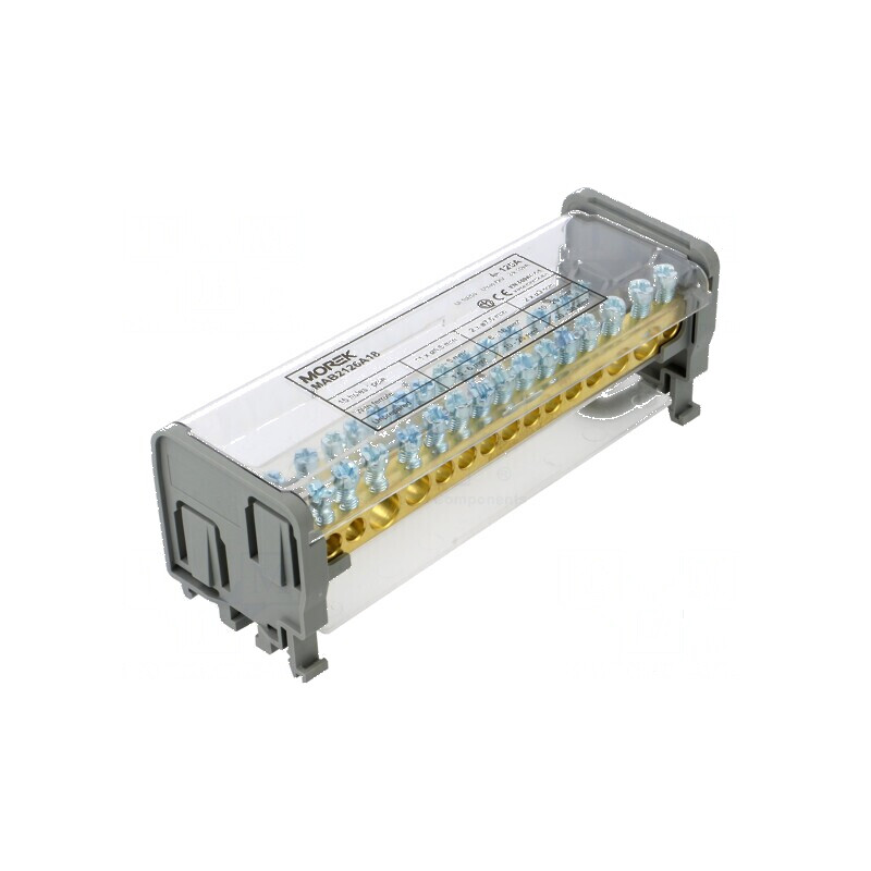 Bloc de distribuţie piste: 2 borne: 30 gri 1kV - Distribuitor electric cu 30 borne gri | Electronic-mag.ro | Componente Electron