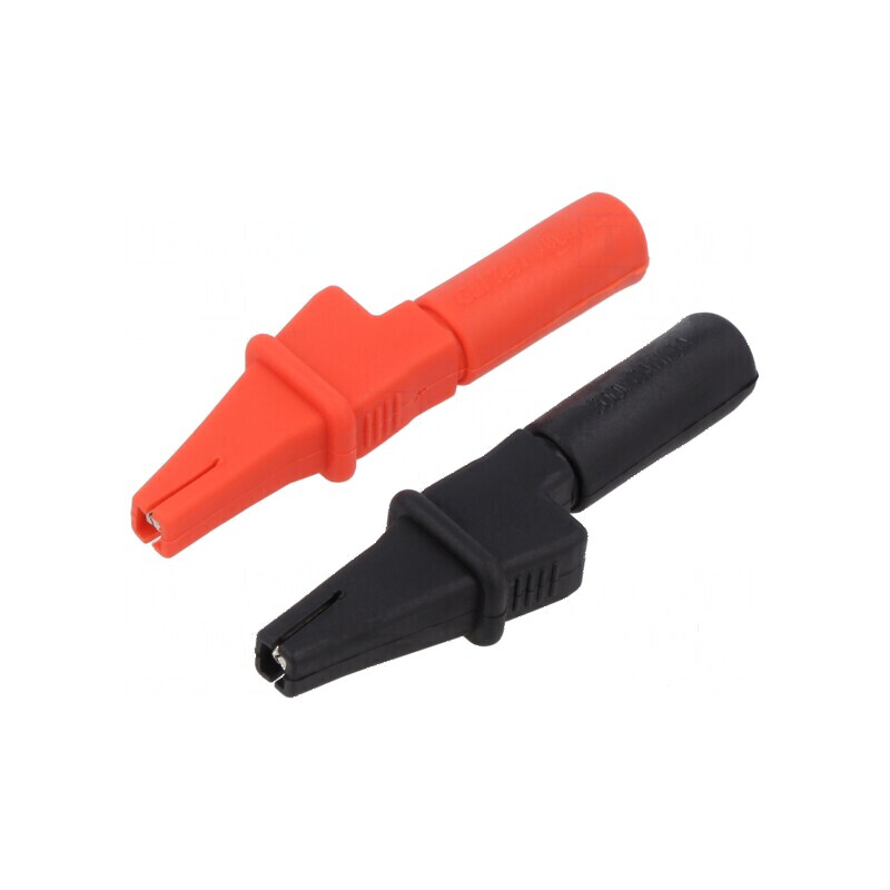 Bornă crocodil 5A neagră, roșie 9mm | Electronic-mag.ro | Componente Electronice
