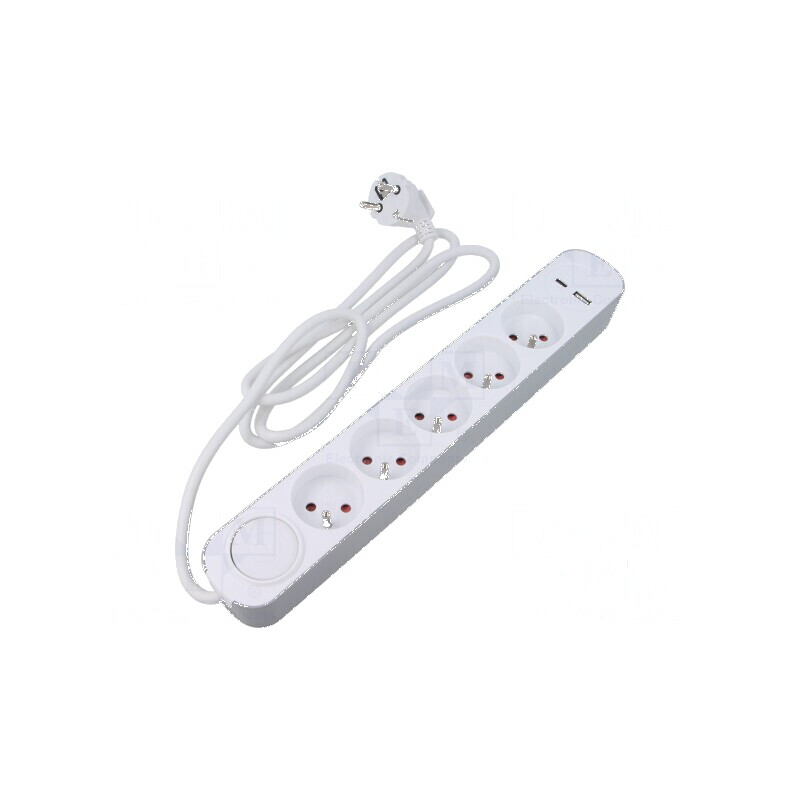 Prelungitor cu 3 prize, cablu alb 3m | Electronic-mag.ro | Componente Electronice