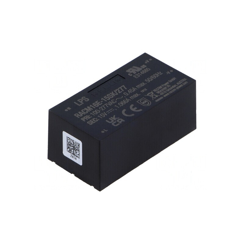 Convertor AC/DC 16W 85÷305VAC Uieş: 15VDC Iieş: 1066mA 85% - Sursa de alimentare universala | Electronic-mag.ro | Componente Ele
