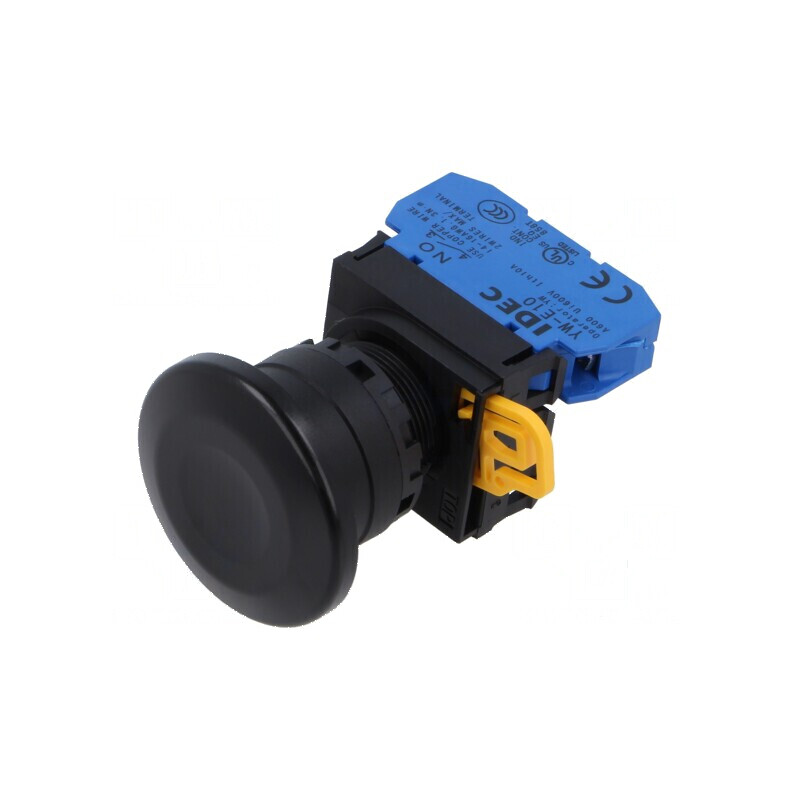Comutator acționat prin apăsare 22mm 2NO neagră | Electronic-mag.ro | Componente Electronice