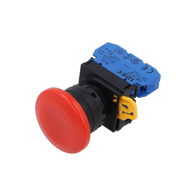 Comutator acţionat prin apăsare 22mm cu două poziții stabile NO roșie | Electronic-mag.ro | Componente Electronice