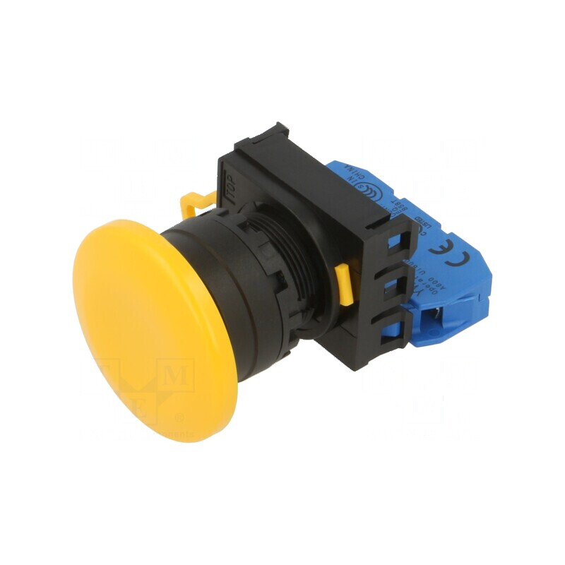 Comutator acţionat prin apăsare 22mm - galben 2 NO | Electronic-mag.ro | Componente Electronice