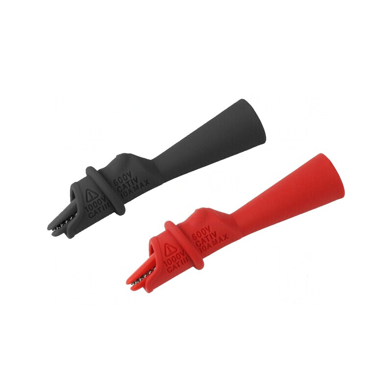 Bornă crocodil 10A neagră și roșie, prindere max. 9mm | Electronic-mag.ro | Componente Electronice