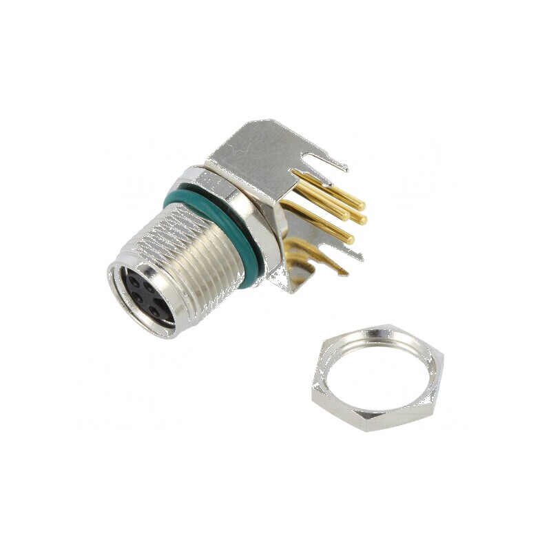Conector M8 mamă 4 PIN unghi 90° pentru PCB soclu 4A IP68 | Electronic-mag.ro | Componente Electronice