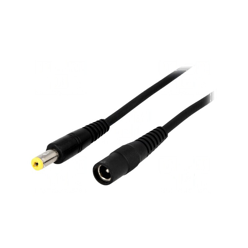 Cablu DC 5,5/2,1 mm2 cu mufă și soclu drept negru, 5m | Electronic-mag.ro | Componente Electronice