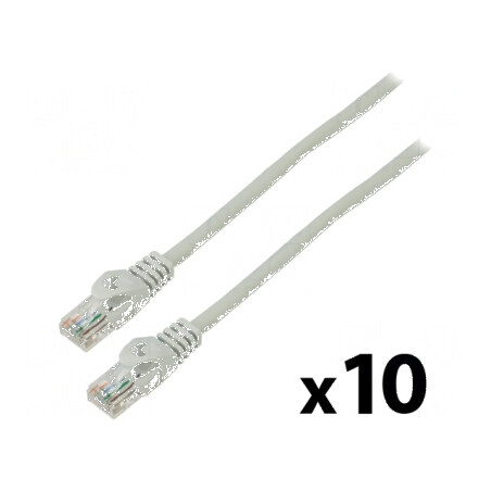 Patch cord U/UTP 6 litat CCA PVC gri 2m 26AWG - 10 buc. | Electronic-mag.ro | Componente Electronice