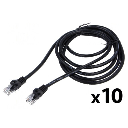 Cablu patch U/UTP 6 litat CCA PVC negru 2m 26AWG | Electronic-mag.ro | Componente Electronice