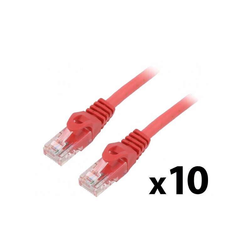 Cabluri Patch U/UTP 6 litat CCA PVC roşu 2m 26AWG - 10 buc. | Electronic-mag.ro | Componente Electronice