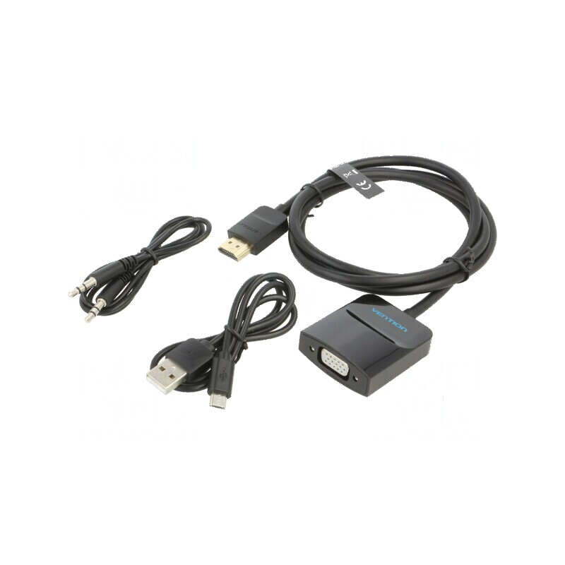 Convertor HDMI la VGA 1m negru, carcasă ABS | Electronic-mag.ro | Componente Electronice