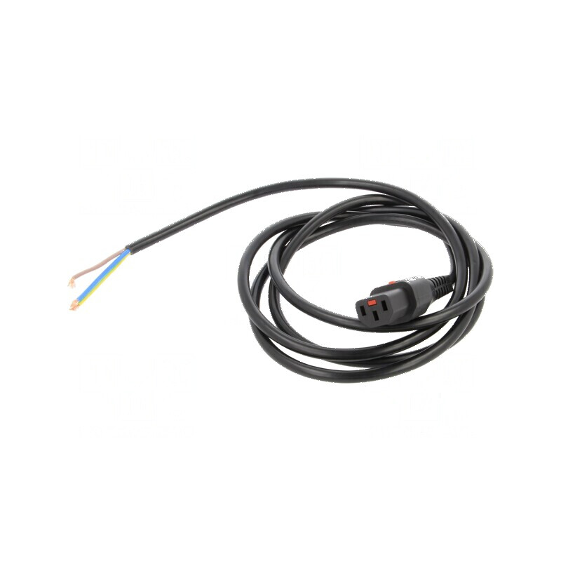 Cablu IEC C13 mamă 2m cu blocare IEC LOCK negru 10A | Electronic-mag.ro | Componente Electronice