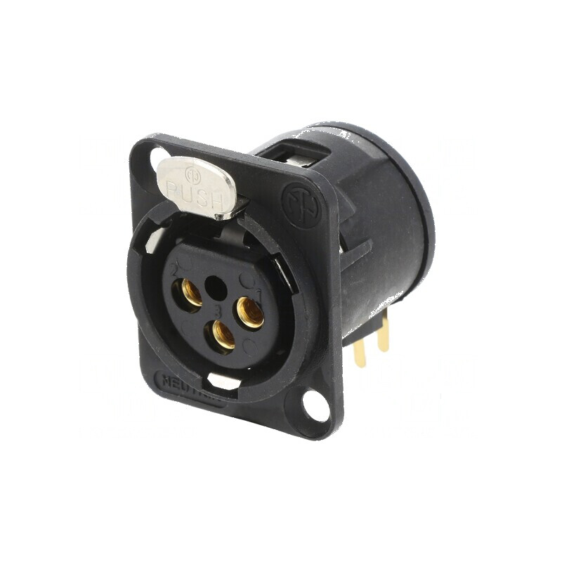 Conector XLR soclu mamă 3 pini unghi 90° cu buton THT 6A | Electronic-mag.ro | Componente Electronice Conector XLR soclu mamă 3 pini unghi 90° cu buton THT 6A | Electronic-mag.ro | Componente Electronice