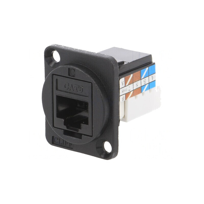 Conector RJ45 soclu FT Cat 6a 8p8c IDC 19x24mm | Electronic-mag.ro | Componente Electronice