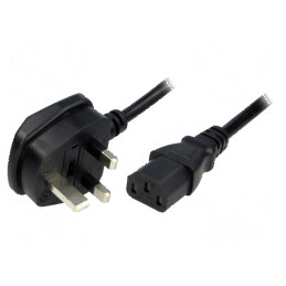 Cablu 3x1mm2 BS 1363 cu mufă IEC C13 mamă PVC 2,5m negru | Electronic-mag.ro | Componente Electronice