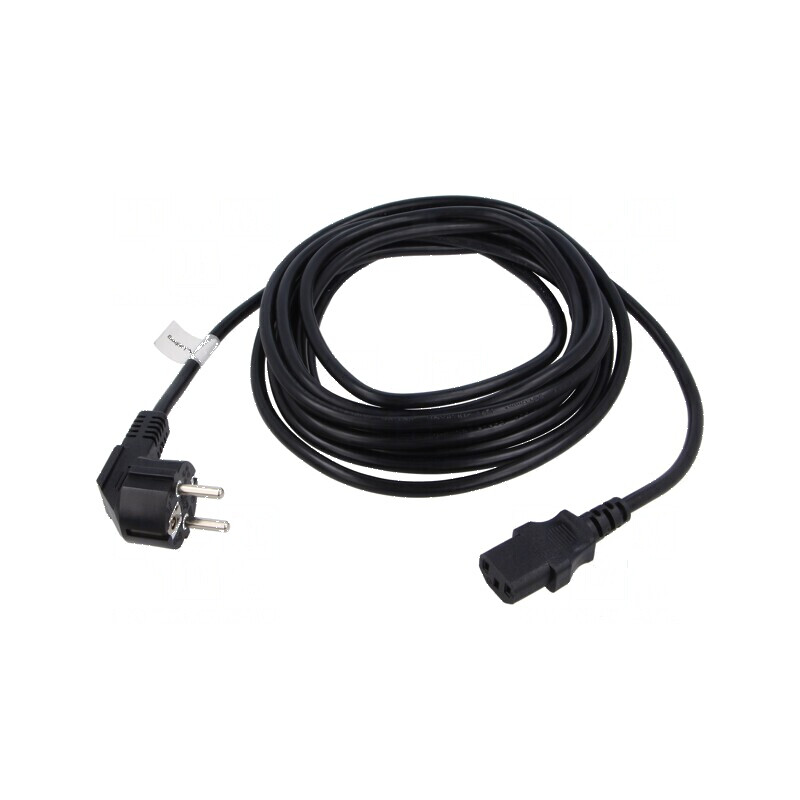 Cablu CEE 7/7 ştecăr unghi, IEC C13 mamă, PVC, 5m | Electronic-mag.ro | Componente Electronice