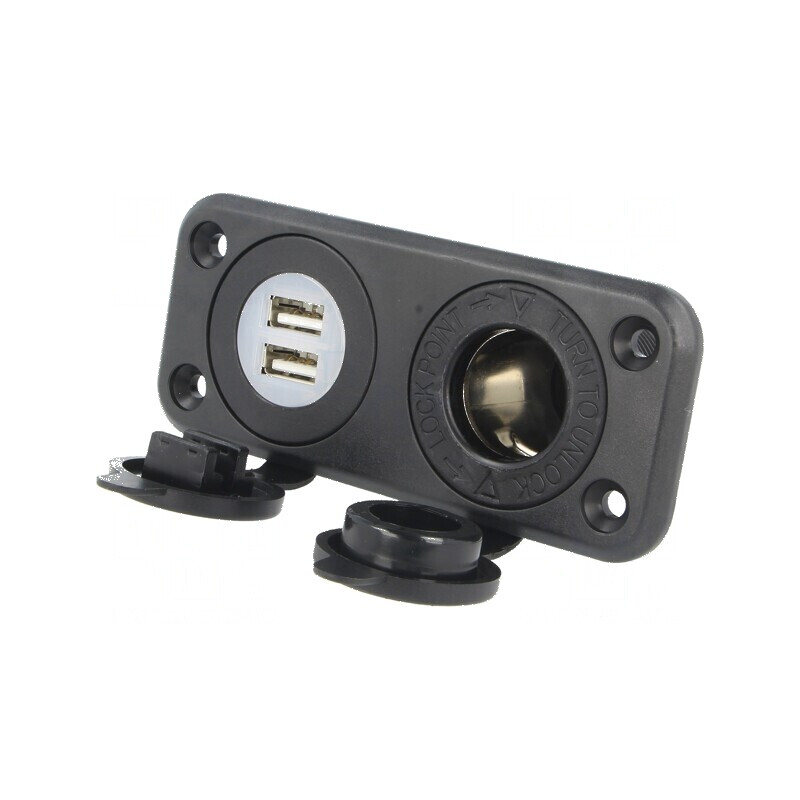 Soclu brichetă auto USB A x2, negru | Electronic-mag.ro | Componente Electronice Soclu brichetă auto USB A x2, negru | Electronic-mag.ro | Componente Electronice