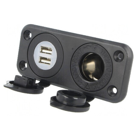 Soclu brichetă auto USB A x2, negru | Electronic-mag.ro | Componente Electronice