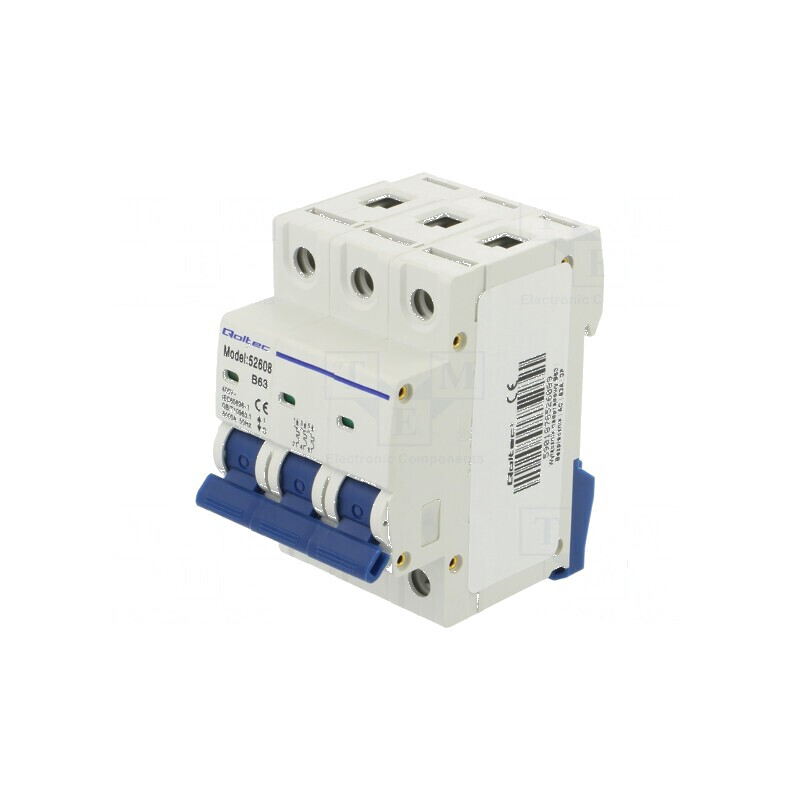 Întrerupător de supracurent 63A Poli 3 - Șină DIN IP20 | Electronic-mag.ro | Componente Electronice