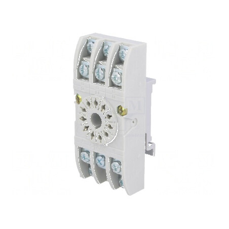 Stativ PIN 11 10A 250VAC pentru şină DIN, cleme cu şurub, gri | Electronic-mag.ro | Componente Electronice