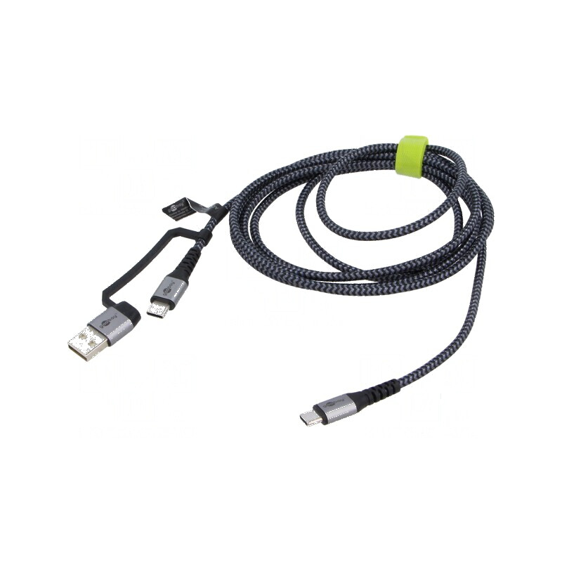 Cablu USB 2.0 A la C 2m negru și gri | Electronic-mag.ro | Componente Electronice