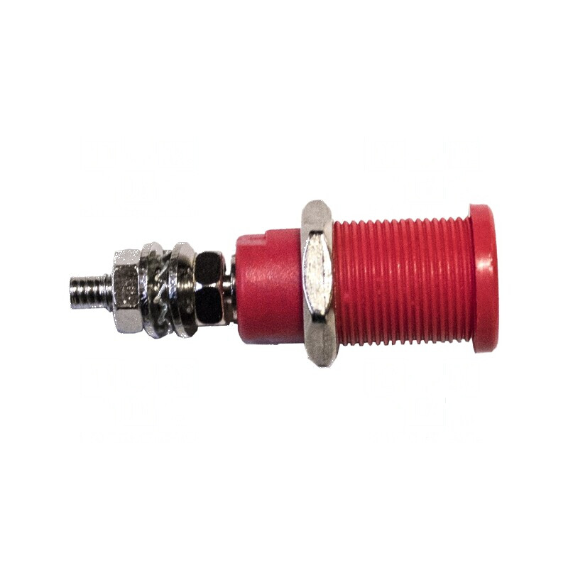 Conector banană 4mm soclu 45A 600V roşu nichelat 39mm | Electronic-mag.ro | Componente Electronice