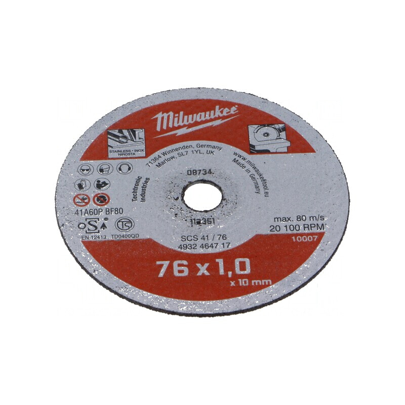 Disc de tăiere metal Ø 76mm, orif 10mm, oțel inoxidabil, 5 bucăți | Electronic-mag.ro | Componente Electronice