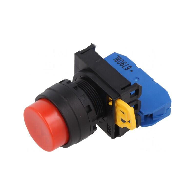 Comutator 22mm Poz.i 1 NO roşu cu acţionare prin apăsare | Electronic-mag.ro | Componente Electronice