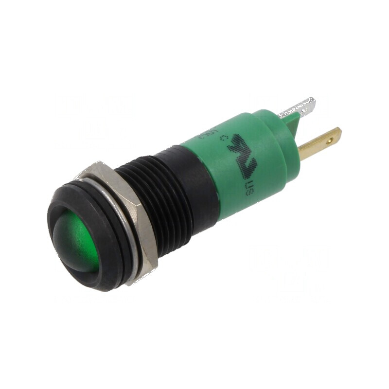 Lampă LED verde 12VDC 12VAC Ø14mm pentru control | Electronic-mag.ro | Componente Electronice