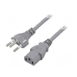 Cablu 3x1mm2 IEC C13 mamă 5m gri 10A | Electronic-mag.ro | Componente Electronice