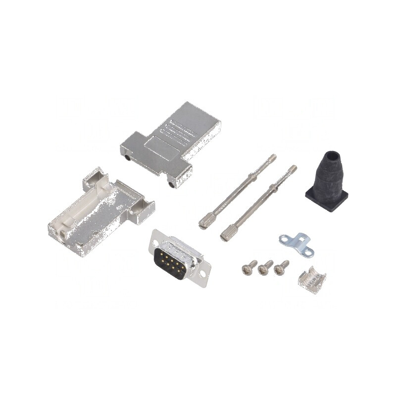 Mufă D-Sub PIN 9 tată lipire pe cablu neagră Kit complet | Electronic-mag.ro | Componente Electronice
