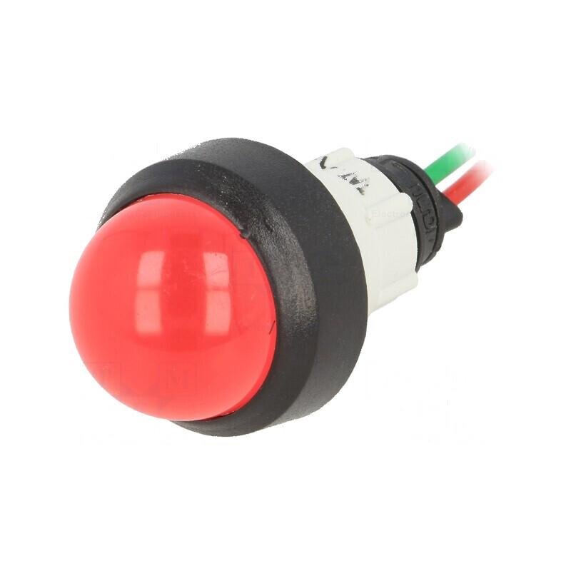 Lampă LED convexă roșie 24VDC 24VAC Ø13mm IP40 | Electronic-mag.ro | Componente Electronice