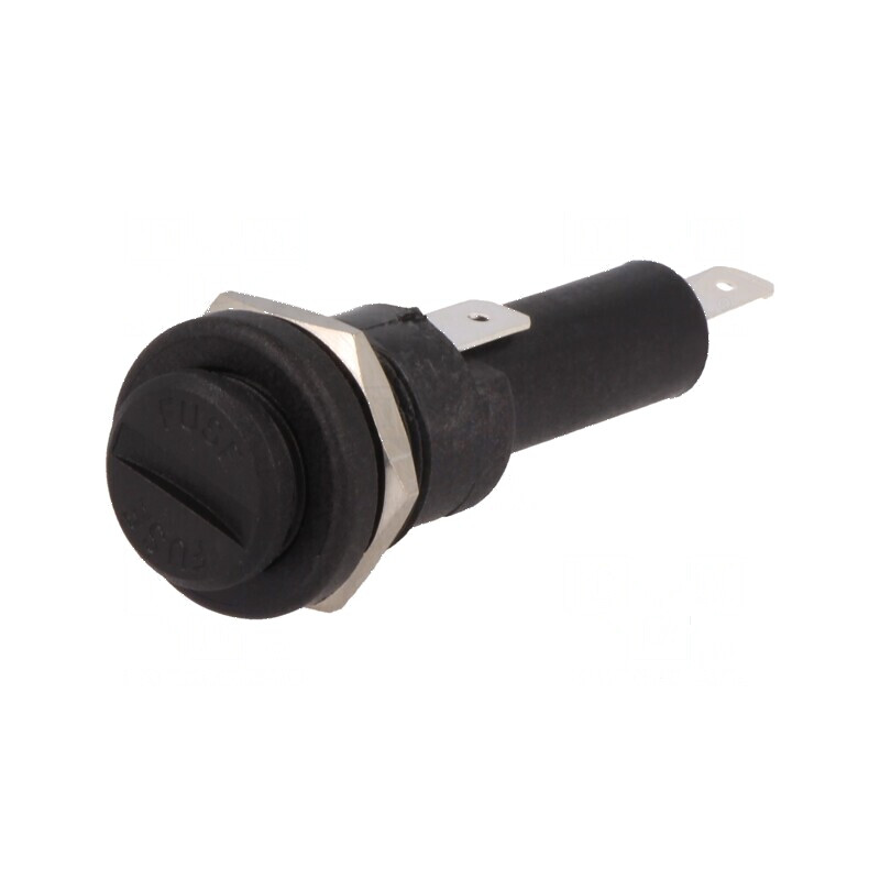 Clemă siguranţe cilindrice 6,3x25mm 250V neagră pe panou | Electronic-mag.ro | Componente Electronice
