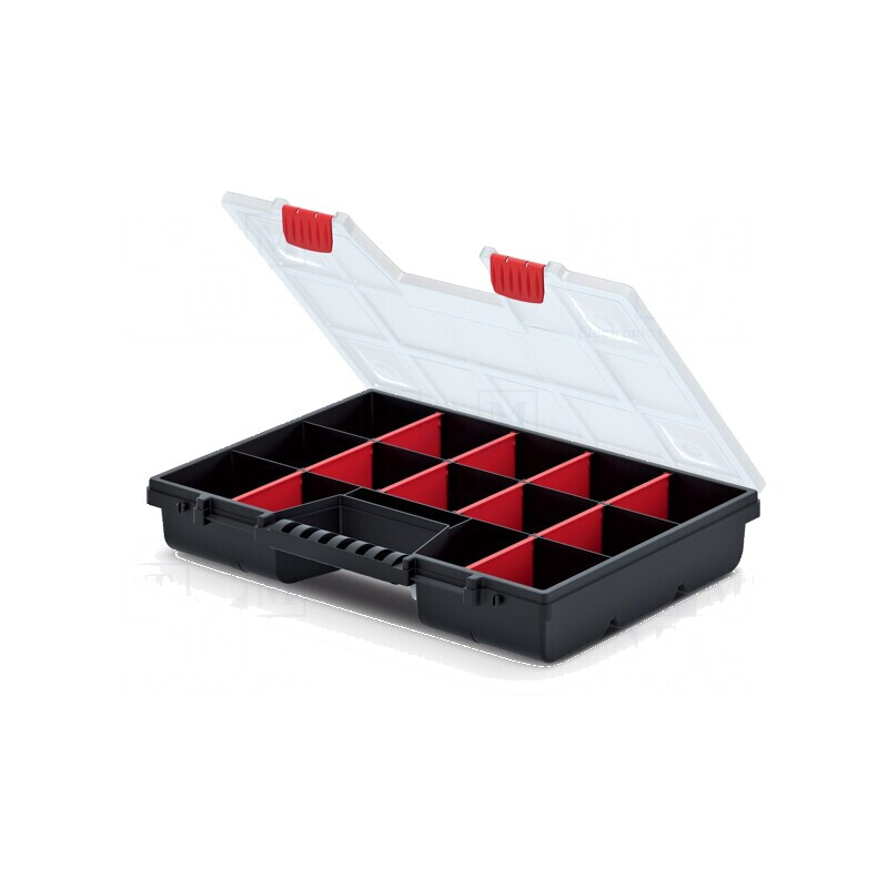 Container colectiv cu partiții negru 390x290x65mm NOR 40 | Electronic-mag.ro | Componente Electronice