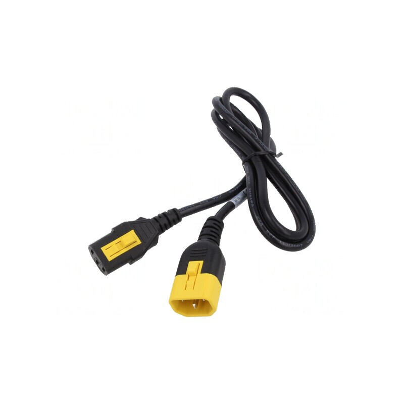 Cablu IEC C13 mamă - IEC C14 tată, 1,5m, 10A, negru, 3x0,75mm2 PVC | Electronic-mag.ro | Componente Electronice