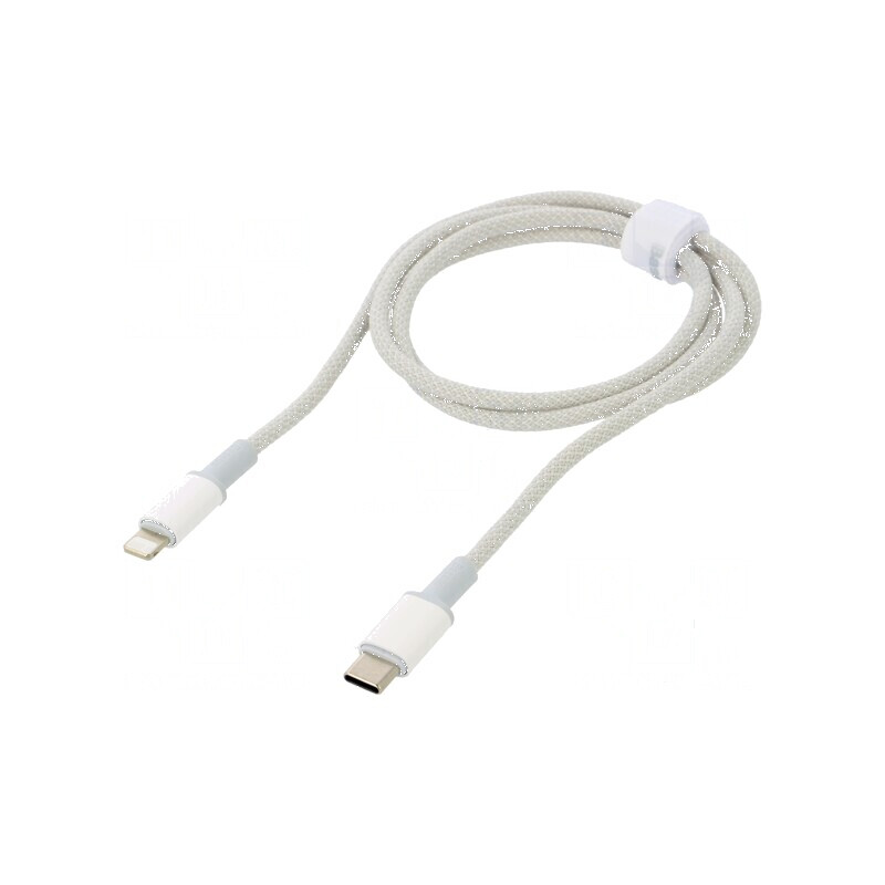 Cablu USB 2.0 Apple Lightning și USB C 1m alb textil | Electronic-mag.ro | Componente Electronice