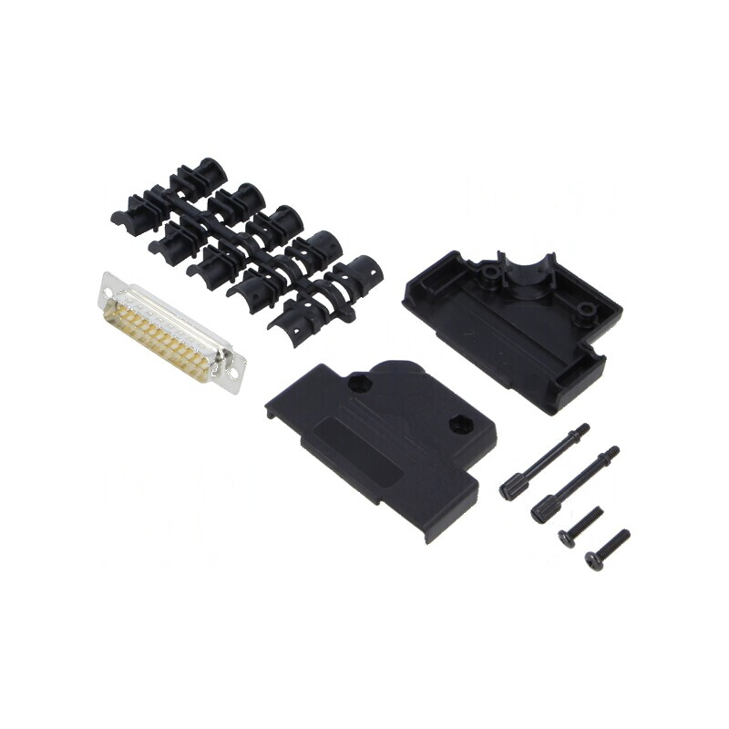Mufă tată D-Sub 25 PIN pentru lipire pe cablu albă - Kit complet | Electronic-mag.ro | Componente Electronice