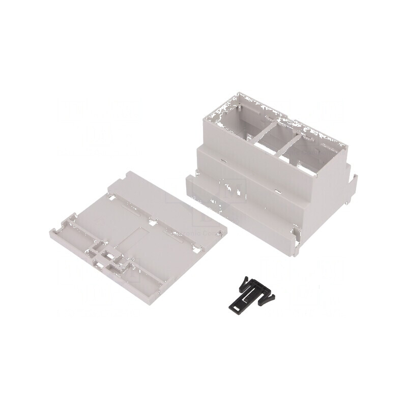 Carcasă pentru şină DIN Y 90mm X 106mm Z 68mm PPO gri | Electronic-mag.ro | Componente Electronice