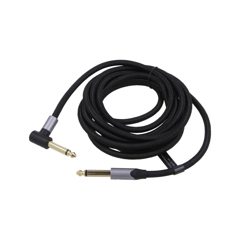 Cablu Jack 6,35mm cu conector unghiular, 3m, negru | Electronic-mag.ro | Componente Electronice