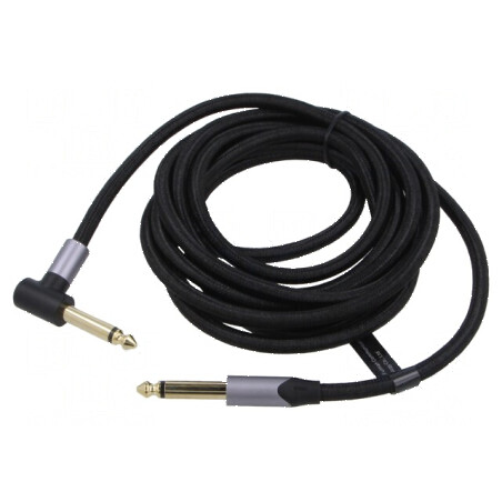 Cablu Jack 6,35mm cu conector unghiular, 3m, negru | Electronic-mag.ro | Componente Electronice