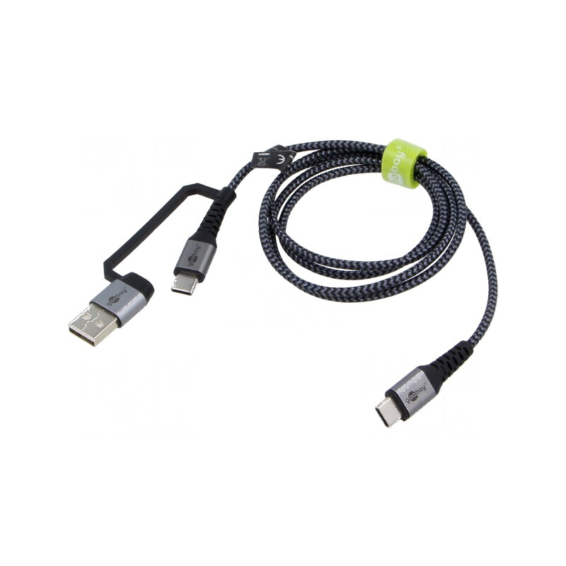 Cablu USB 2.0 A la C 1m negru și gri | Electronic-mag.ro | Componente Electronice