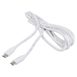 Cablu USB 2.0 USB C 1,5m alb PVC 60W | Electronic-mag.ro | Componente Electronice