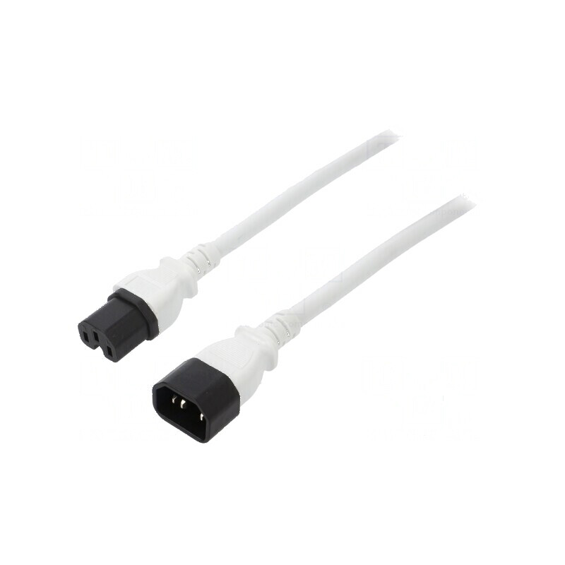 Cablu IEC C14 C15 3x14AWG 1,8m alb 15A | Electronic-mag.ro | Componente Electronice