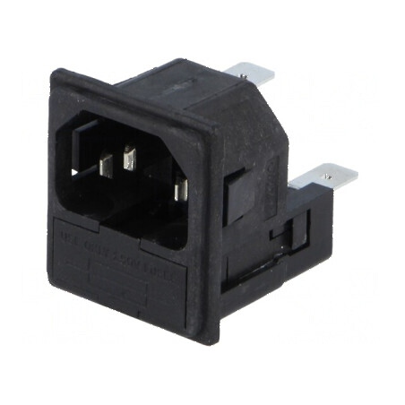 Conector alimentare AC soclu tată 10A 250VAC IEC 60320 | Electronic-mag.ro | Componente Electronice